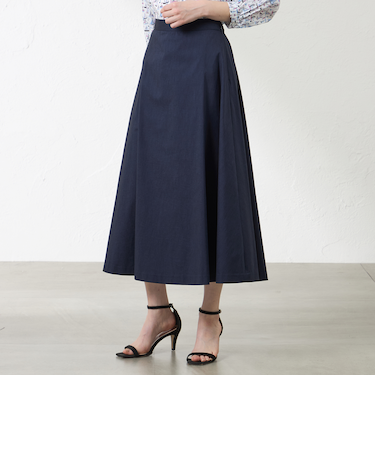 シャンブレーデニムフレアスカート