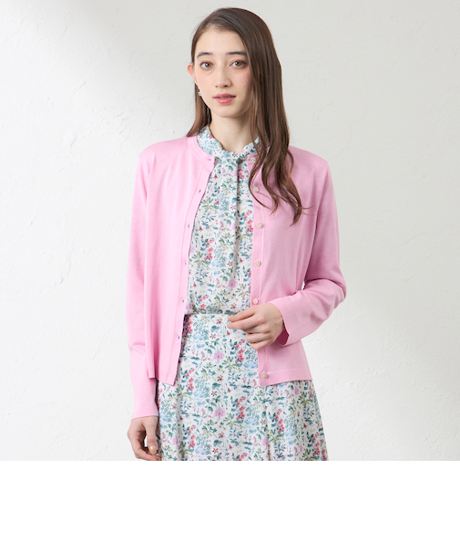 コットンシルク クルーネックカーディガン