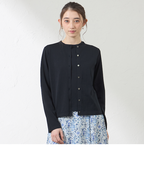 コットンシルク クルーネックカーディガン