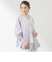 ナチュラルドライオーガンジー ノーカラー羽織シャツ