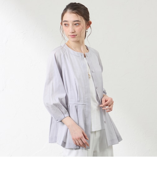 ナチュラルドライオーガンジー ノーカラー羽織シャツ