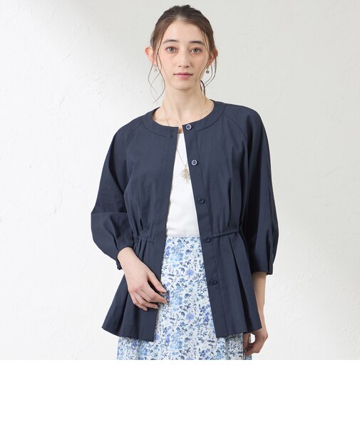 ナチュラルドライオーガンジー ノーカラー羽織シャツ