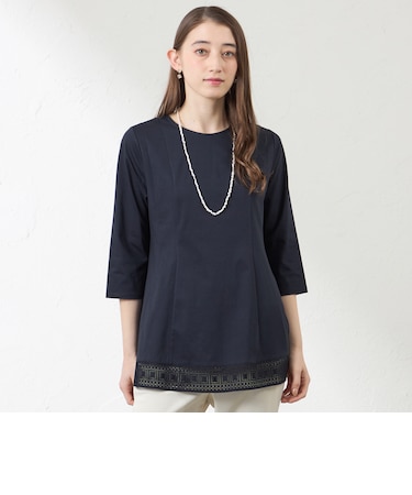 プレーティング天竺 レースコンビカットソー