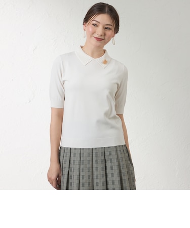 【接触冷感･UV対策】ライトレーヨンストレッチ ポロ衿プルオーバー