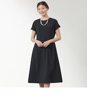 リネンライク フィットアンドフレアワンピース