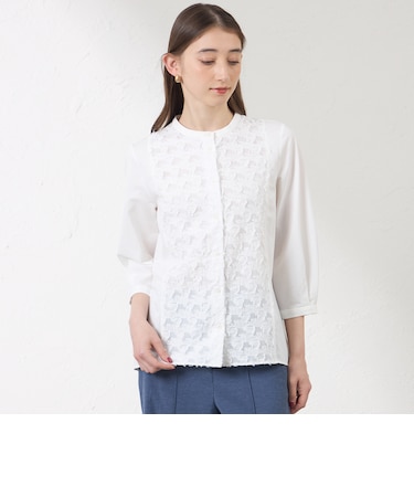 【接触冷感･UV対策】Blousey ジャカード切替 プルオーバー