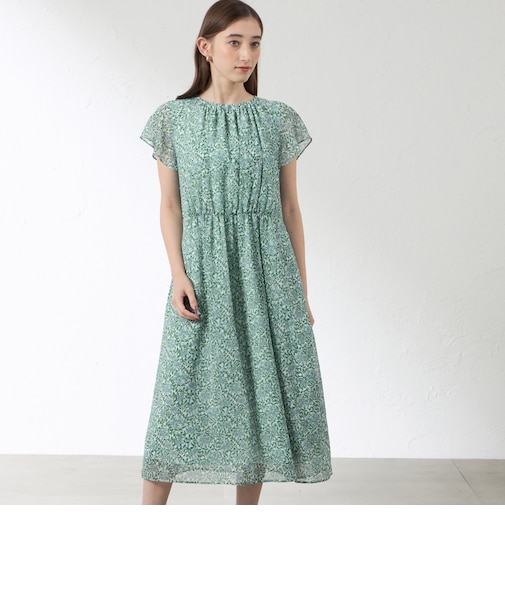 グリーンボタニカル シフォンワンピース