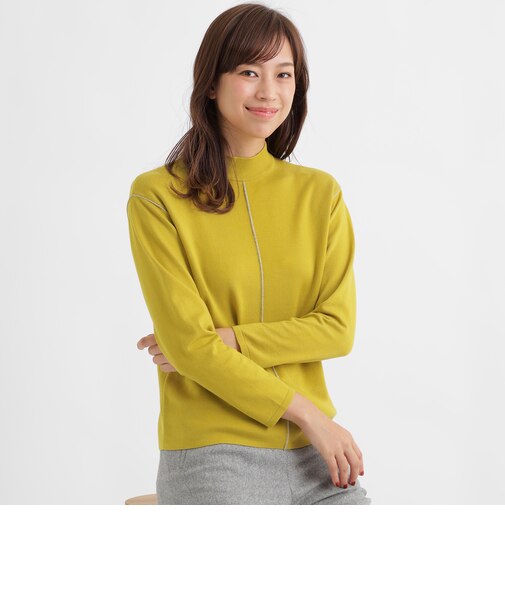 【ウォッシャブル】ラメラインハイゲージハイネックニット