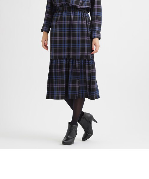 【セットアップ対応】【ウォッシャブル】ボタニーチェックティアードスカート