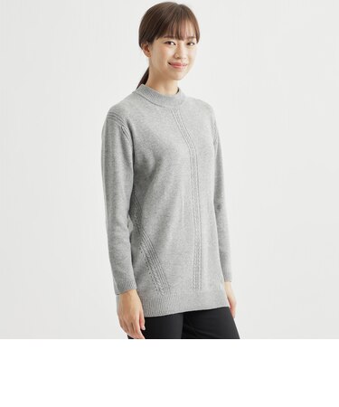 コースゲージモックネックニット