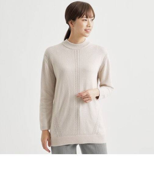 コースゲージモックネックニット