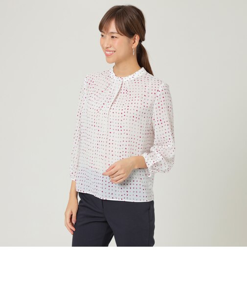 【セットアップ対応】【ウォッシャブル】アーティードットプリントブラウス