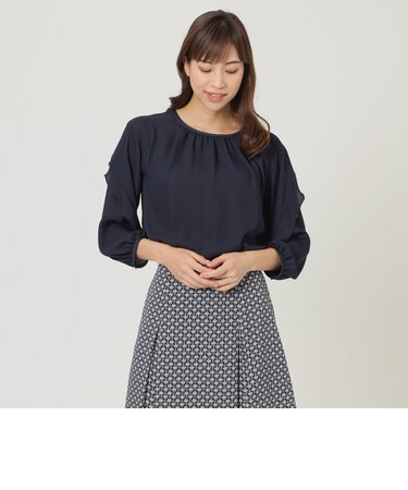 【ウォッシャブル】バックサテンアムンゼンブラウス