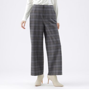 【ウォッシャブル】ピーチチェックセミワイドパンツ