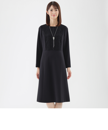 【ウォッシャブル】ダブルクロスレースコンビワンピース