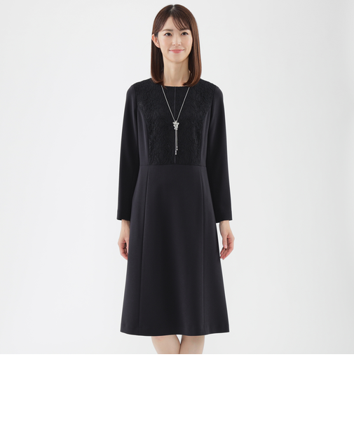 【ウォッシャブル】ダブルクロスレースコンビワンピース