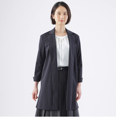 【美シリーズ】【セットアップ対応】【ウォッシャブル】トリアセスビンポンチロングジャケット