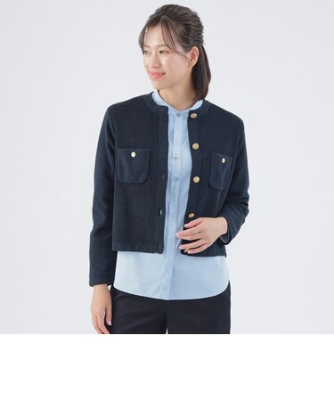 【ウォッシャブル】コットンリングヤーンニットジャケット