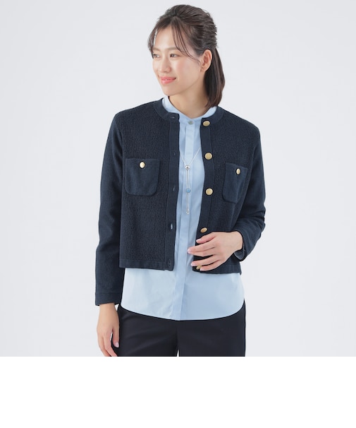 【ウォッシャブル】コットンリングヤーンニットジャケット