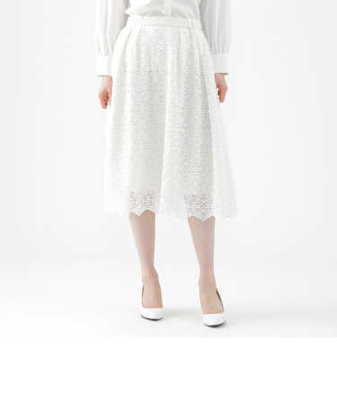 【ウォッシャブル】【セットアップ対応】クロッシェレースフレアスカート
