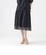 【ウォッシャブル】【セットアップ対応】クロッシェレースフレアスカート