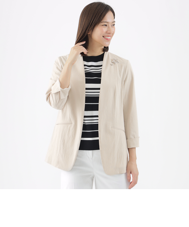 【美シリーズ】【接触冷感】【UV対策】【ウォッシャブル】ストレッチVジャケット