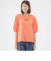 【ウォッシャブル】アンティークバックサテンプルオーバーブラウス