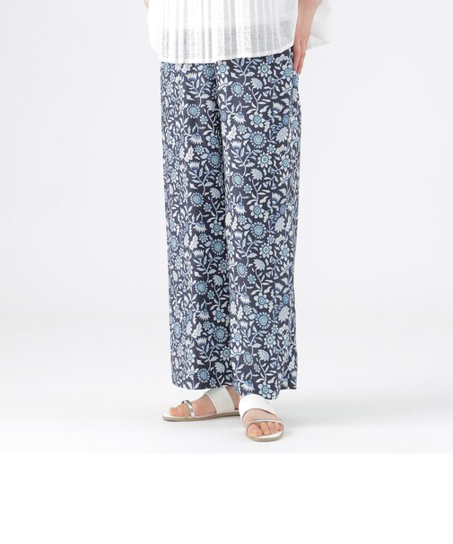 【ウォッシャブル】オリエンタルフラワープリントワイドストレートパンツ