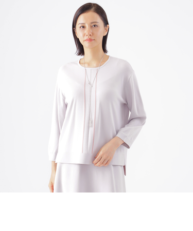 【ウォッシャブル】コンフォートバイカラープルオーバーニット