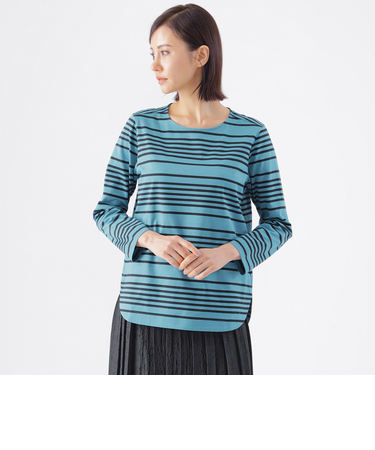 【ウォッシャブル】パネルボーダープルオーバーカットソー