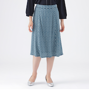 【吸水速乾】【接触冷感】【UV対策】【ウォッシャブル】3Dジオメトリックプリントフレアスカート