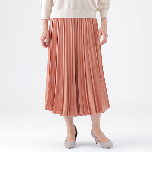 【ウォッシャブル】ストレッチスエードプリーツスカート