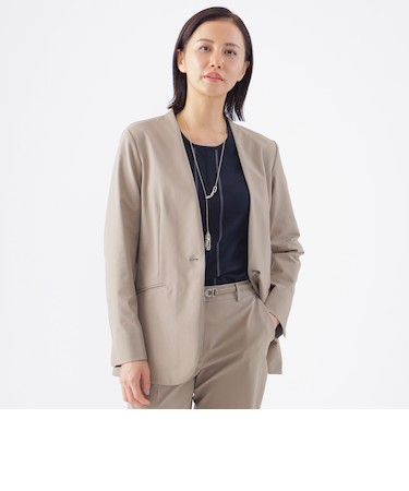 【美シリーズ】【弱はっ水】【防しわ】【透湿性】【ウォッシャブル】ウィンタードッツノーカラージャケット