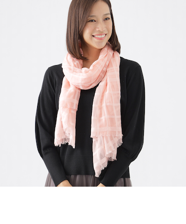 【ウォッシャブル】エアリーウールシアチェックストール