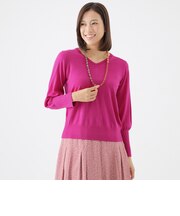 【ウォッシャブル】エクストラファインウールVネックプルオーバーニット