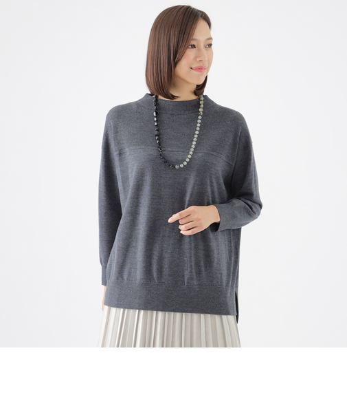 【ウォッシャブル】エクストラファインウールボトルネックニットチュニック
