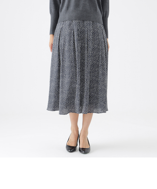 【ウォッシャブル】ジオメトリックプリントタックスカート