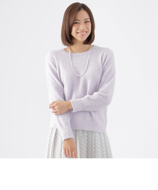 【ウォッシャブル】ラメモールプルオーバーニット