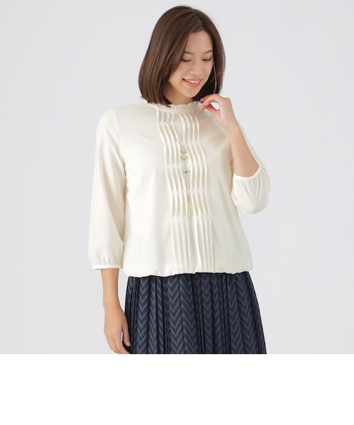 【ウォッシャブル】ストレッチファイユブラウス