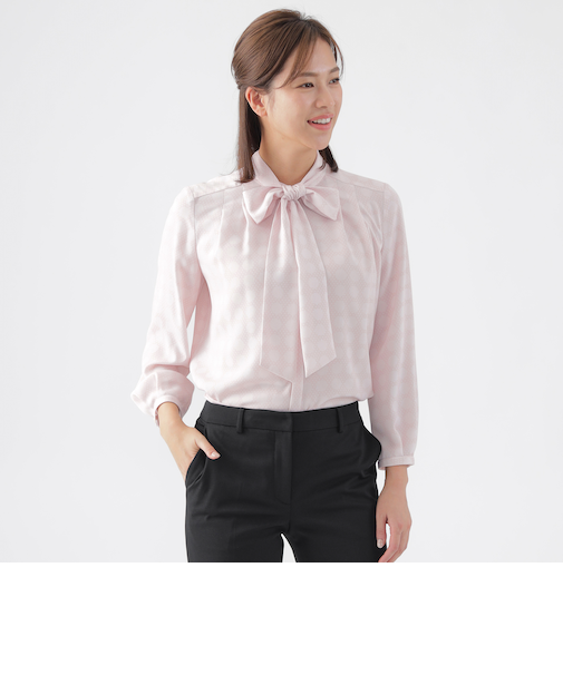 【ウォッシャブル】ドットオンドットプリントブラウス