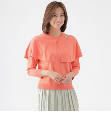 【ウォッシャブル】ファインゲージケープ付ニットプルオーバー