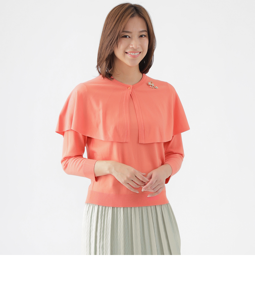 【ウォッシャブル】ファインゲージケープ付ニットプルオーバー