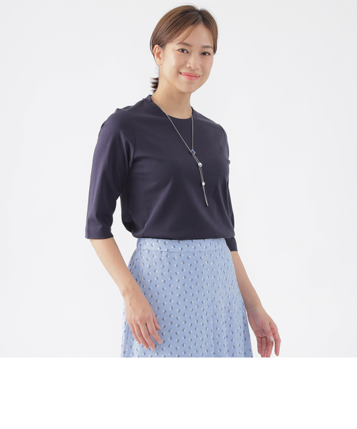 【ウォッシャブル】コンパクトコットンポンチ7分袖ドレスＴシャツ