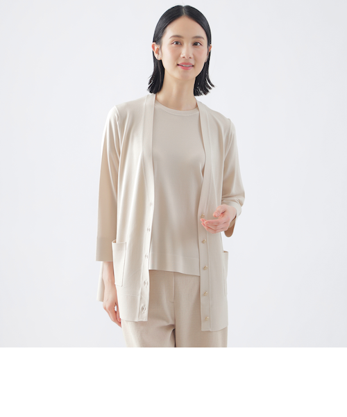 トランスワークのウォッシャブル Vネック ボレロカーディガン size40 トランスワークのウォッシャブル Vネック ボレロカーディガン