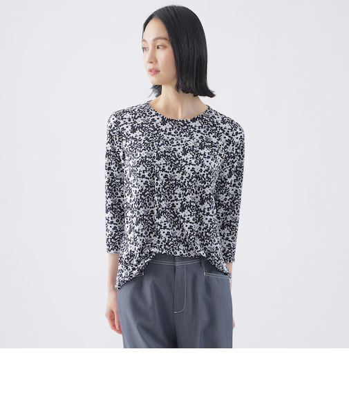 【吸水速乾】【接触冷感】【UV対策】【ウォッシャブル】カモフラワーエアファインカットソー