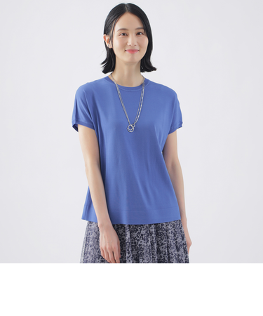 【ウォッシャブル】ヴィスコースストレッチフレンチスリーブニット