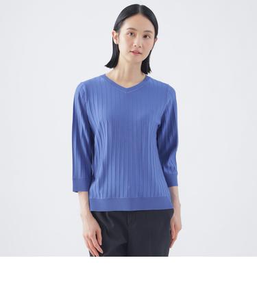 【ウォッシャブル】ヴィスコースストレッチVネックプルオーバー