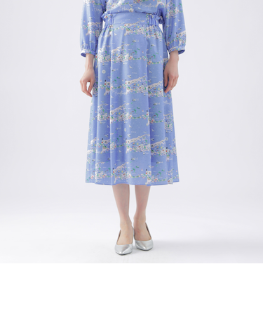 【イラストレーターコラボ企画】【ウォッシャブル】ビエラ Hamptonsプリントギャザースカート