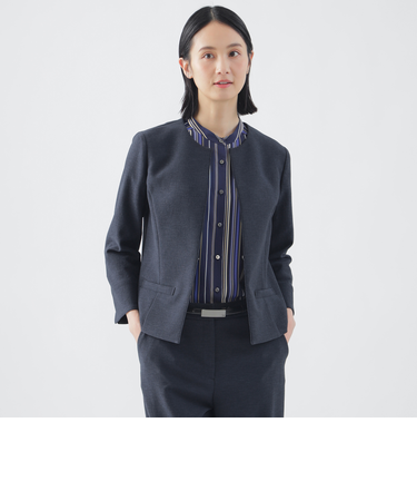 【美シリーズ】【セットアップ対応】【吸水速乾】【接触冷感】【防しわ】【ウォッシャブル】エバレットクロスノーカラージャケット