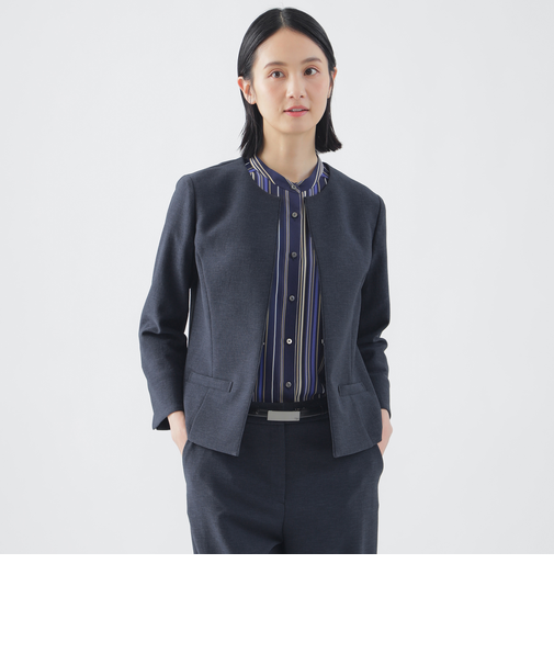 【美シリーズ】【セットアップ対応】【吸水速乾】【接触冷感】【防しわ】【ウォッシャブル】エバレットクロスノーカラージャケット